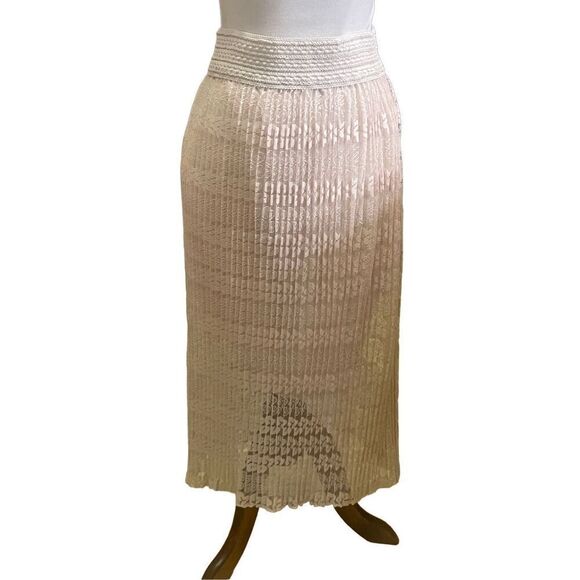Channa Champagne Lace Fully Lined Pleated Midi/Maxi Skirt NWOT - Picture 3 of 16